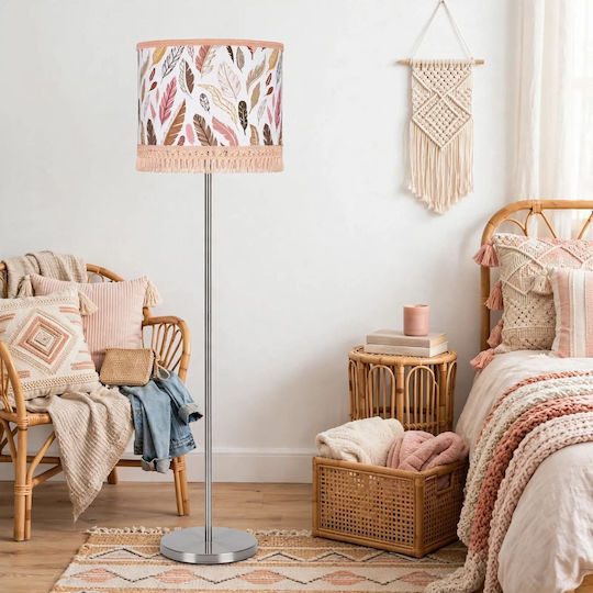 Oxygen Pink Feather Floor Lamp with E27 Lamp Holder Pink