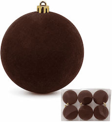 Set of 6 Large Brown Ball Ornaments 10 cm Set of 6 Large Brown Ball Ornaments 10 cm