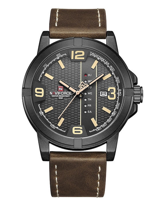 Naviforce Men's 45mm Battery-Powered Watch with Brown Leather Strap Naviforce Men's 45mm Battery-Powered Watch with Brown Leather Strap