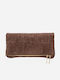 Damen-Clutch aus braunem Wildleder