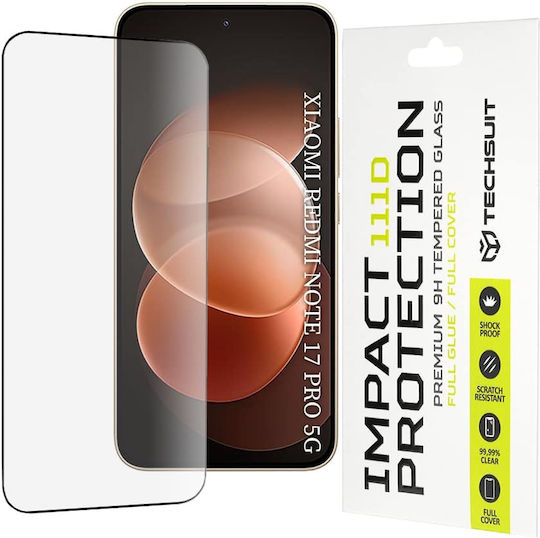 Techsuit 111d Стъклен протектор с пълно покритие Xiaomi Redmi Note 17 Pro 5g Redmi Note 17 Pro Max Черен