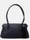 Schwarze Damen-Schultertasche aus Stoff