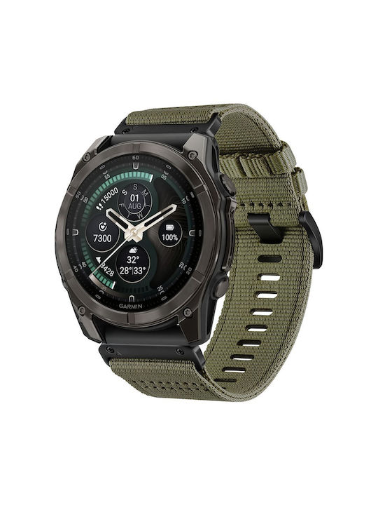Tech-Protect Curea Din Nailon Classic Pentru Garmin Fenix 5X 5X Plus 6X 6X Pro 7X 8 8 Pro 9 9 Pro 47 Mm Verde Militar 5906302387977