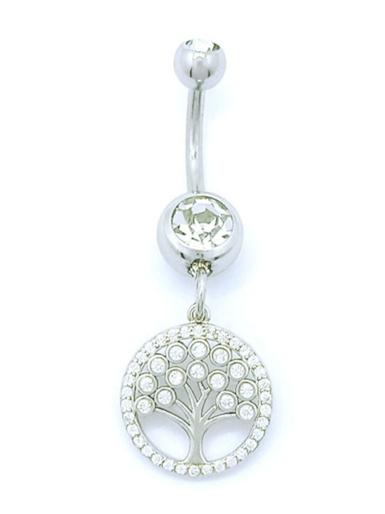 PS Silver Bauchnabelpiercing aus Stahl 14 mm Silber