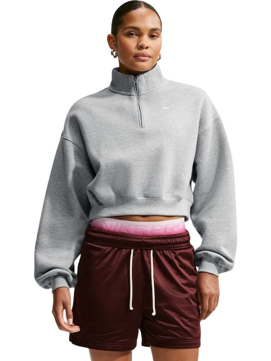 Nike Studio Women’s Crop Top with Zipper Silver