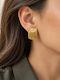 Enoch Rechteckige Ohrringe mit Relief-Linien in Goldfarben