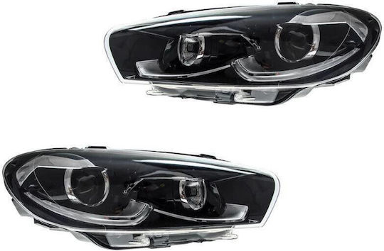 Μπροστινά Φανάρια Set Vw Scirocco 08-17 Xenon Upgrade Facelift Look Full Led Drl Black
