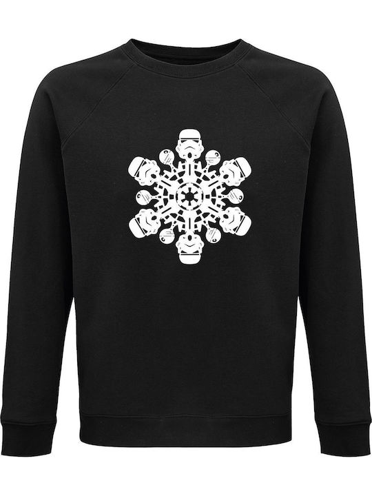 Tstudio Унисекс Суитшърт от Органичен Памук „Starwars Christmas Storm Trooper Snowflake“ Черен