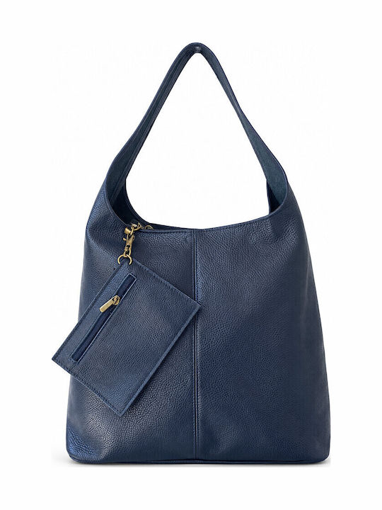 Blue Leather Women's Shoulder Bag