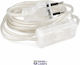 Плосък Кабел 3m 2×0.75mm² 2.5a 250v Ip20 Прекъсвач Европейски Щепсел Прозрачен