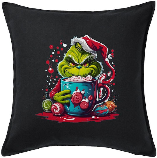 Giggling Grinchy Galore Black Sofa Pillow 100% Cotton Filling Included 50x50cm