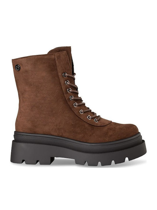 Envie Shoes Damen-Kampfstiefel Braun