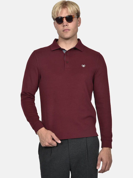 Long Sleeve Polo Shirt Burgundy