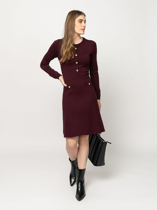 Heavy Tools Mini-Strickkleid Bordeaux