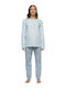Galaxy Winterliches Damen-Pyjama-Set Babyblau