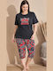 Boyraz Summer Women's Cotton Pyjama Set Charcoal