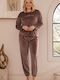 Boyraz Winter Women's Chocolate Pajama Set