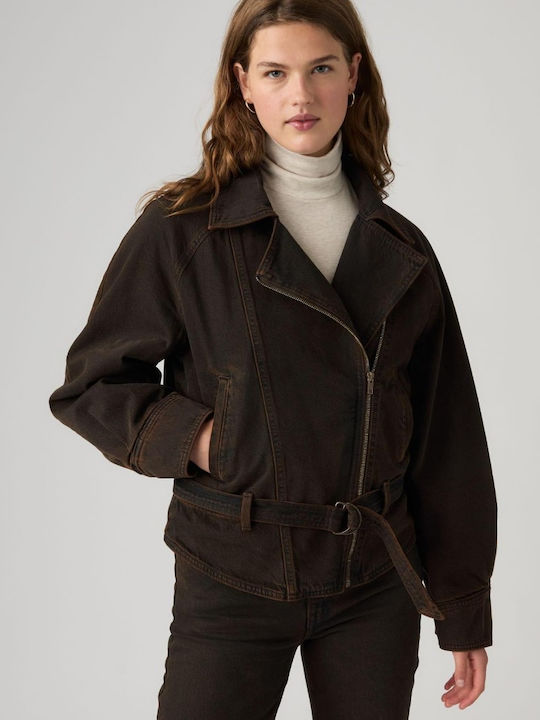 Trucker Μακρύ Γυναικείο Bomber Jacket Brown