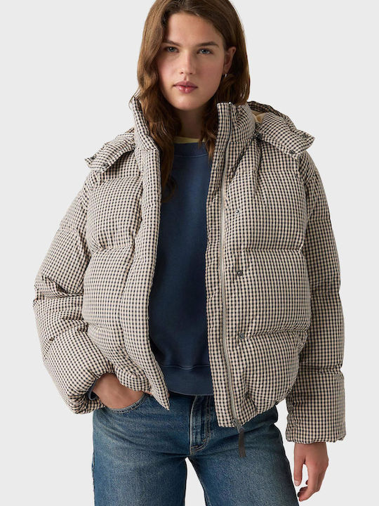 Bubble Κοντό Γυναικείο Puffer Μπουφάν για Χειμώνα Grey