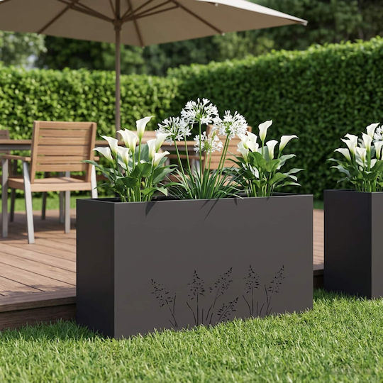 vidaXL Garden Metal Planter Black 100x30x49 cm
