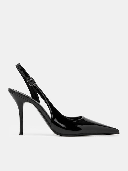 Luigi Pointed Toe High Heels in Black Patent Le...