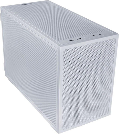 Lian Li DAN B4-mATX Mikro-Tower Computergehäuse Weiß Wood Edition Mesh TG Steel-Fabric Case
