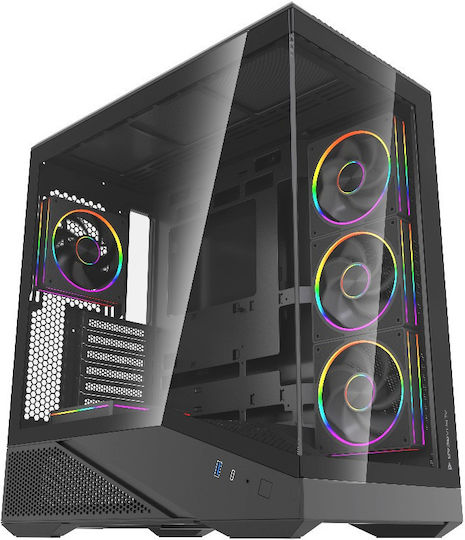 AlphaGear AG-SPECTRE-BK Gaming Midi-Tower-Computergehäuse mit Seitenfenster Schwarz