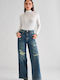 Women's Ripped Jeans in a Wide Leg Style