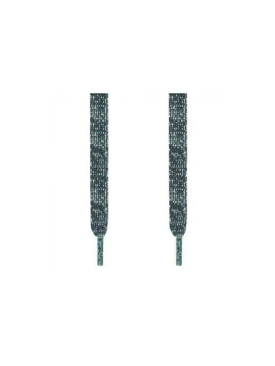 Flache Schnürsenkel aus Metall-Lurex Schwarz-Silber 120 cm