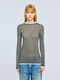 Ellie Women's Long-Sleeve Blouse with a Scoop Neck Grey