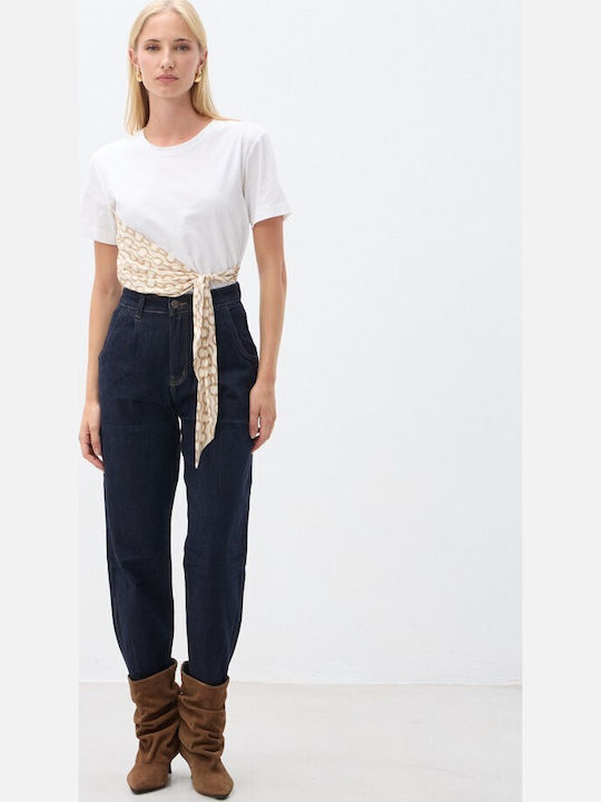Pantaloni Jeans pentru Femei cu Talie Înaltă, Croială Mom