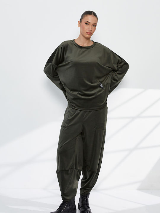 RichgirlBoudoir Khakifarbenes Jogginganzug-Set