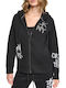 Damen-Strickjacke mit Reißverschluss Schwarz