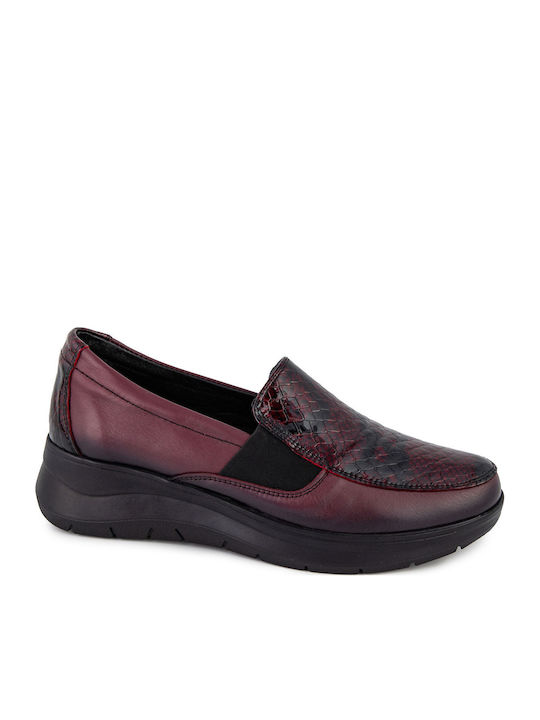 Leather Women's Moccasins in Burgundy 27249-Burgundy