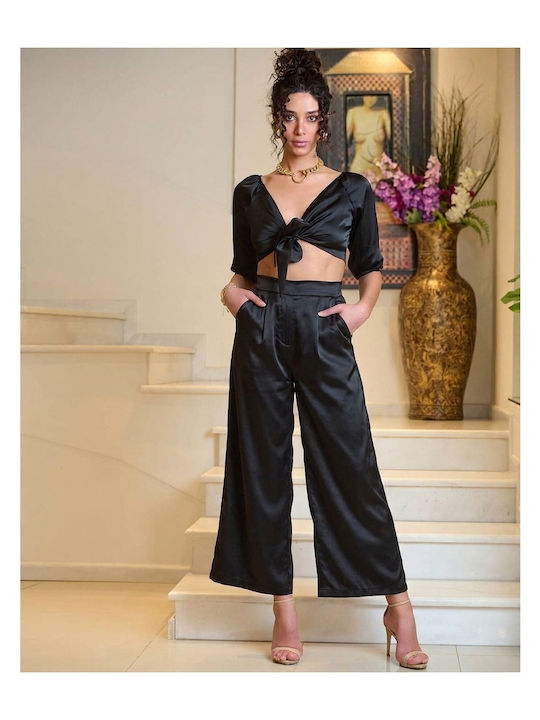 Satin Trousers Size L XL Black