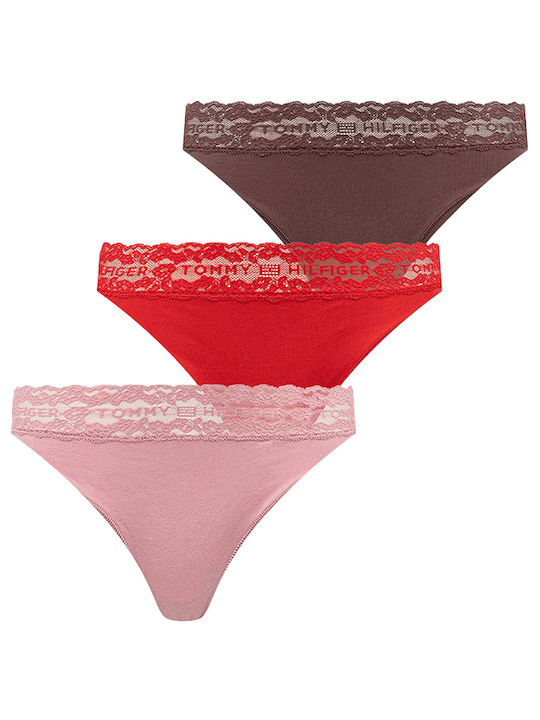 Damen-Strings aus Baumwolle im 3er-Pack mit Spitze