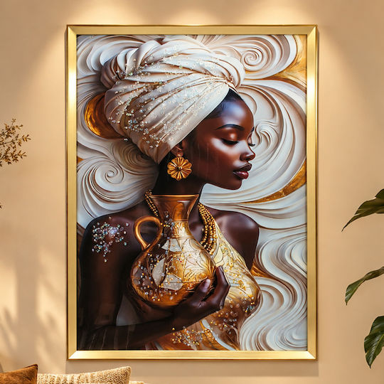 Wooden Wall Painting 50x70 cm with Gold Embossed Strass Frame Keskor 25070-72