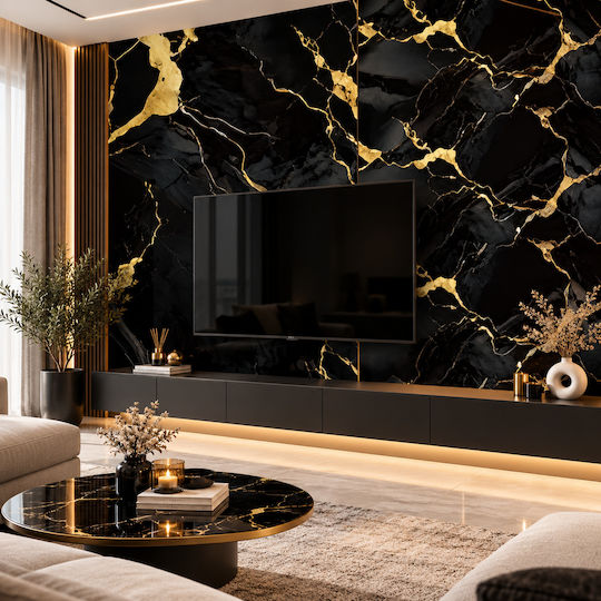 Αυτοκόλλητη Ταπετσαρία Τοίχου Μαύρη 300x120cm