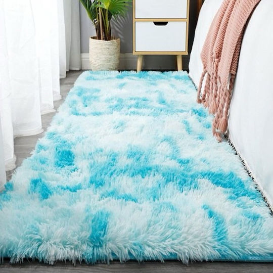 SpitiBazaar Non-slip Rectangular Furry Rug Light Blue 80x140cm