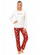 Donna Winter-Damenpyjama-Set in Ecru