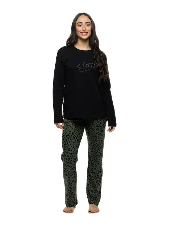 Galaxy Winter-Damenpyjama-Set Schwarz