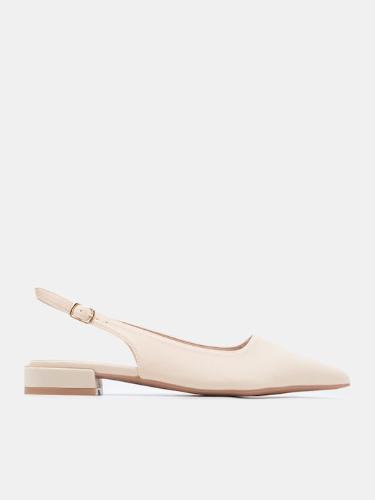 Luigi Σατέν Γυναικείες Μπαλαρίνες Slingback Μπεζ