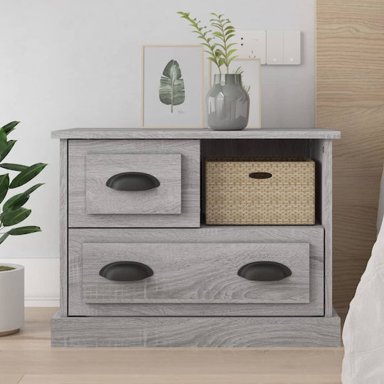 Wooden Bedside Table Grey 60x39x45cm