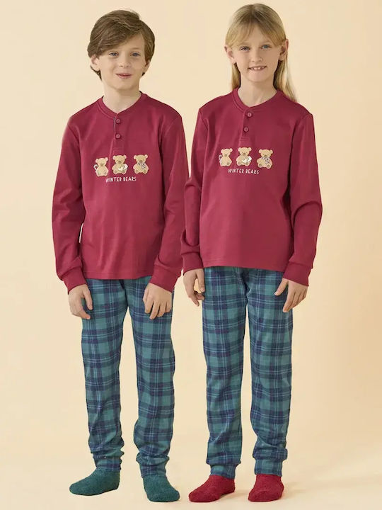 Noidinotte Kids’ Winter Cotton Pyjamas Burgundy