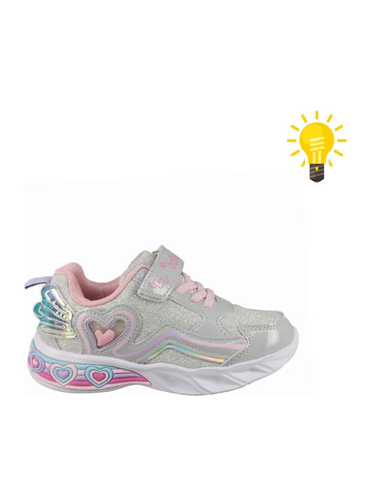 Παιδικά Sneakers με Φωτάκια Ασημί