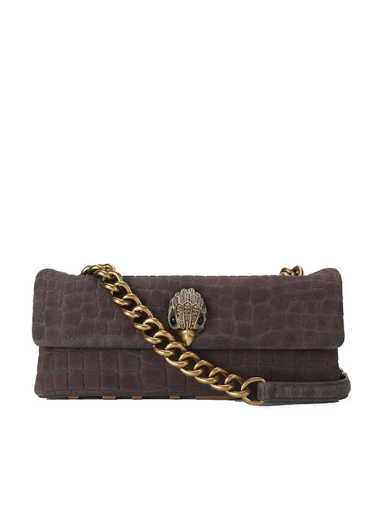 Kurt Geiger Women's Flap Bag Suede Dark Brown