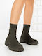 Women's Ankle Boots with Platform Green