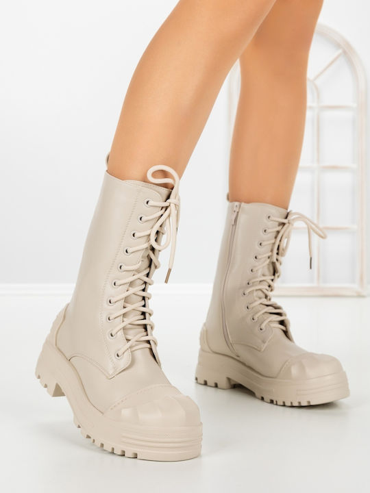 Kalapod Women's Ankle Boots with Medium Heel Beige