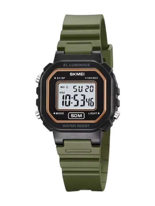 Digital Women's Watch 30.1mm Battery-Powered Chronograph with Green Stainless Steel Bracelet