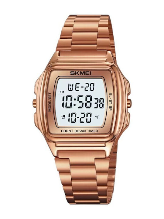 Digital Women's Watch 36.6mm Battery-Powered with Pink Gold Metal Bracelet